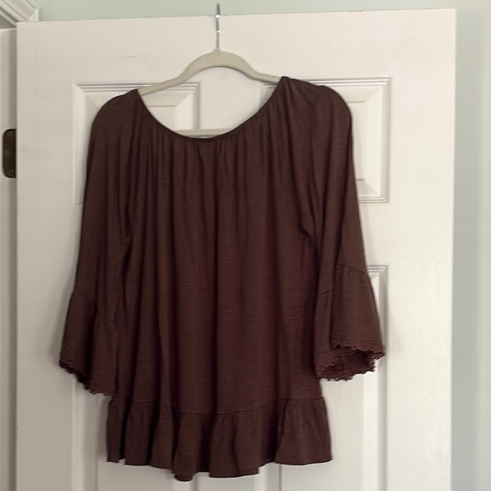 Style & Co. Brown Relaxed Ruffled Tunic - Picture 4 of 4